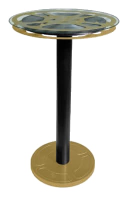 Goldberg Brothers 16MM Film Reel End Table With Jacob’s Gold Powder Coat Finish