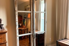 Reclaimed Antique French Doors Mounted With Hidden Roller Barn Door Hardware